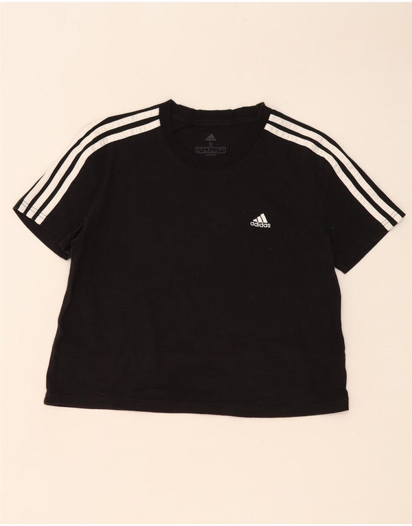 Женская укороченная футболка Adidas UK 8/10, маленькая, черный хлопок
