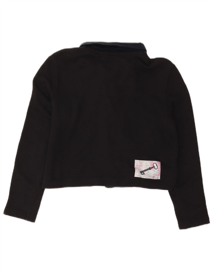 Женская укороченная рубашка-поло оверсайз с графическим рисунком BENETTON UK 10, маленькая черная