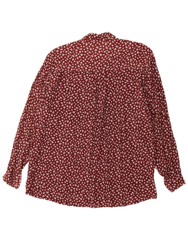 Винтажная женская рубашка UK 18 XL из вискозы красного цвета с цветочным принтом