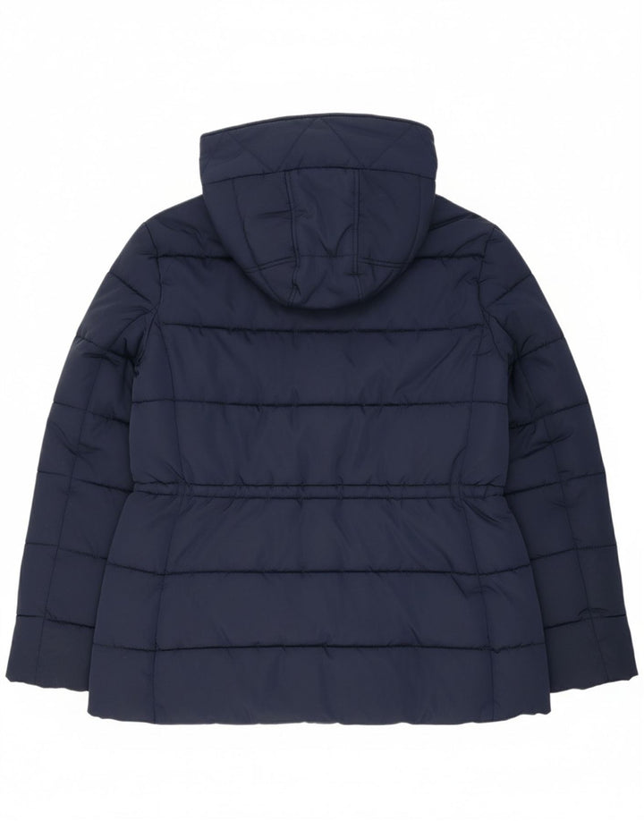 TOMMY HILFIGER Womens Hooded Padded Jacket UK 16 Large Navy Blue Polyester