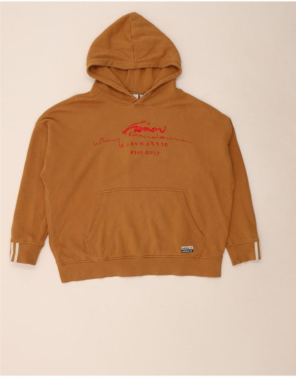 Женский джемпер с капюшоном Adidas Oversized с рисунком UK 20 2XL Коричневый