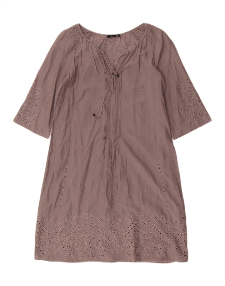 Massimo Dutti Женское платье свободного кроя EU 36 XS Серый хлопок с цветочным принтом