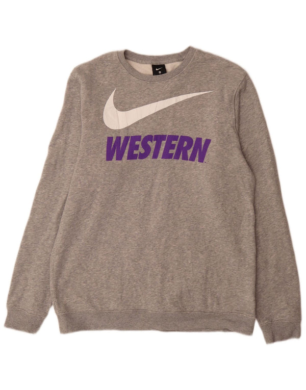 Nike Mens Graphic Sweatshirt Jumper Medium Grey Flecked Cotton