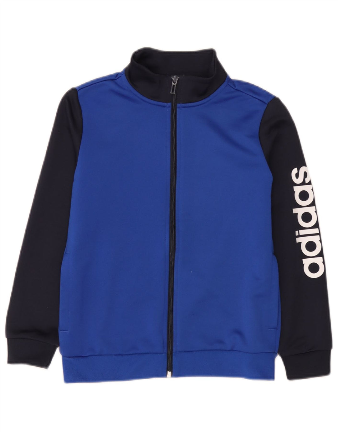 Спортивный костюм Adidas для мальчиков с графическим рисунком, верхняя куртка 9–10 лет, синяя с цветными блоками