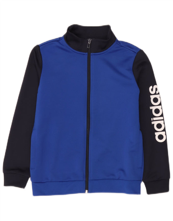 Спортивный костюм Adidas для мальчиков с графическим рисунком, верхняя куртка 9–10 лет, синяя с цветными блоками