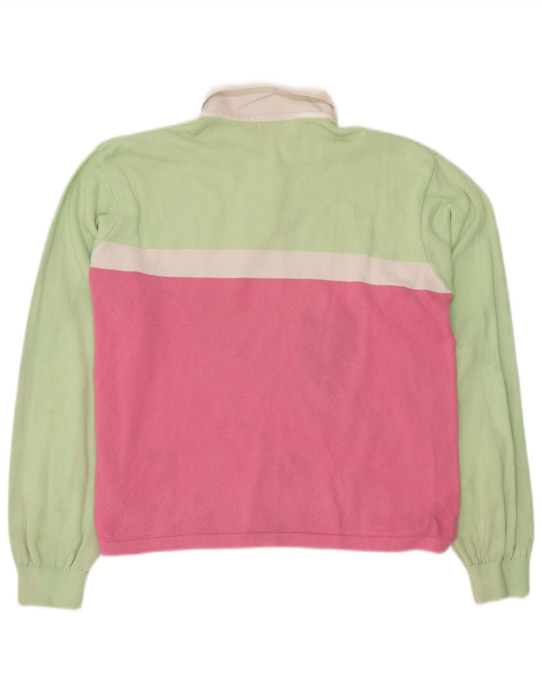 Женская рубашка-поло BENETTON UK 16, большая зеленая, хлопок с цветными блоками