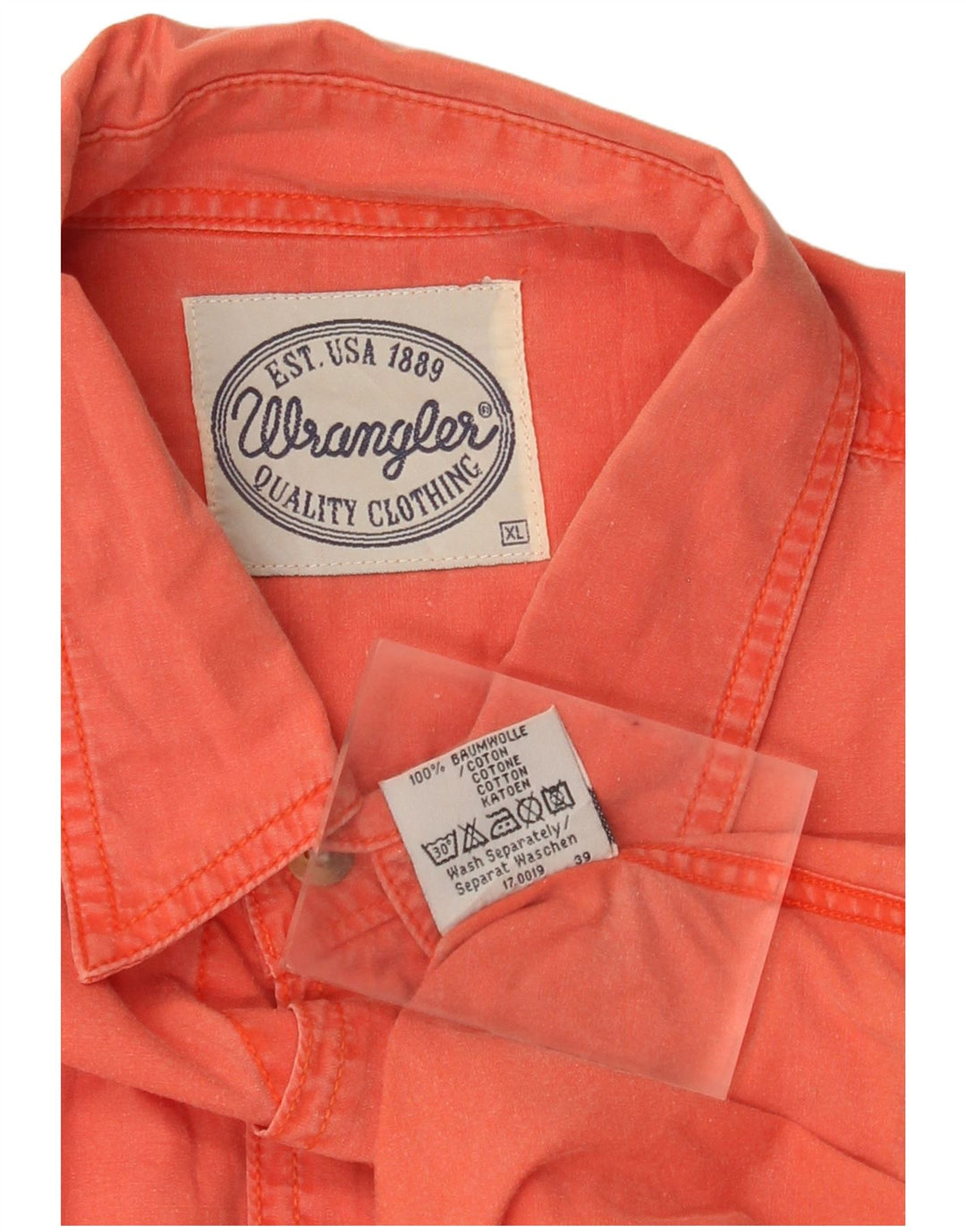 Мужская рубашка Wrangler с коротким рукавом XL оранжевая, хлопок