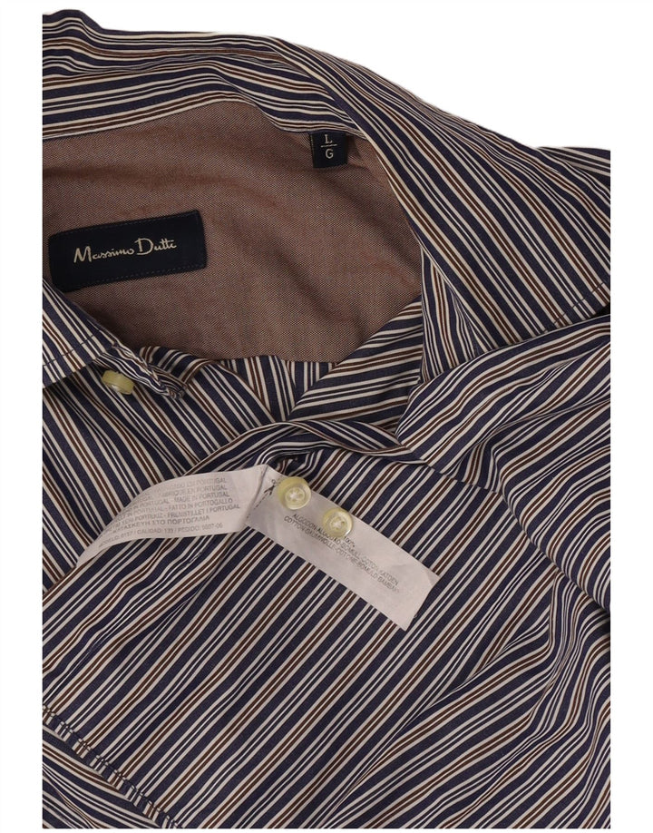 Мужская рубашка Massimo Dutti из хлопка в большую синюю полоску