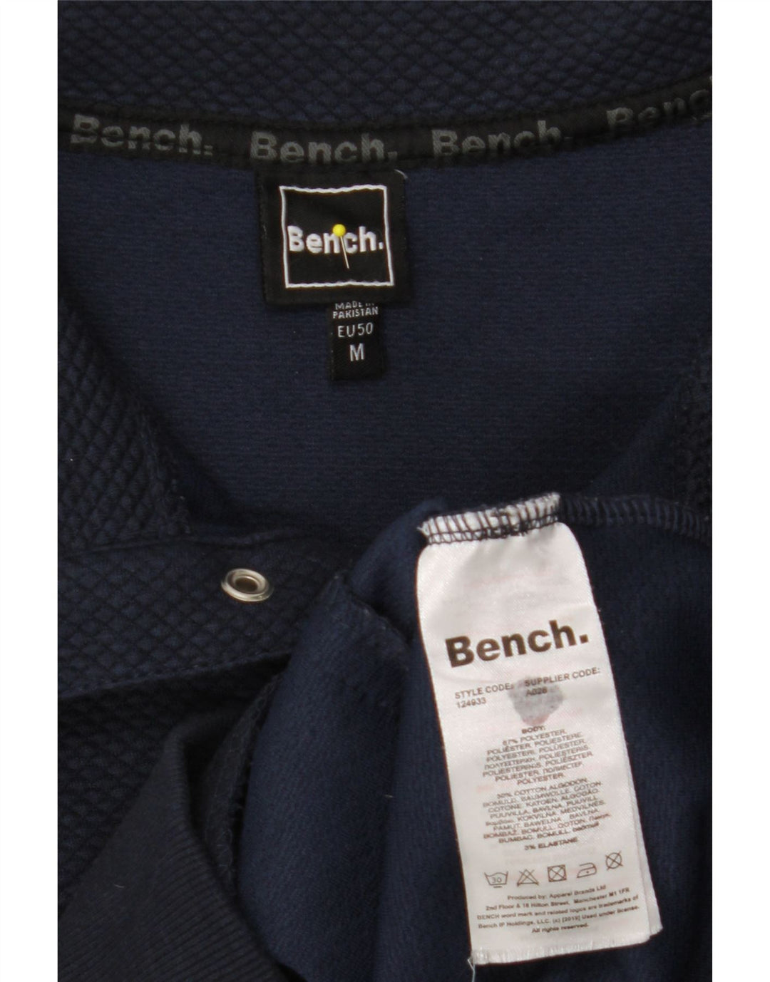 Мужской свитшот BENCH с застежкой на воротник, средний темно-синий полиэстер