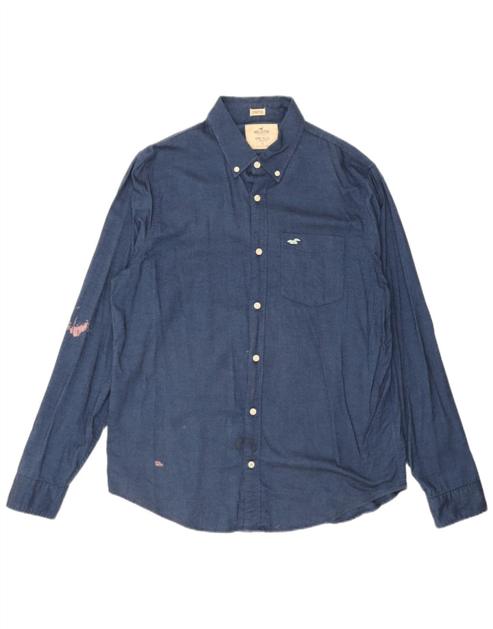 Мужская рубашка Hollister XL, синяя, хлопок