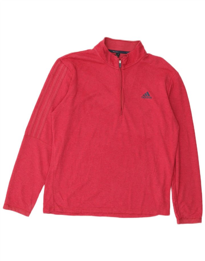 Мужской пуловер ADIDAS с воротником на молнии, спортивный костюм, средний розовый, хлопок