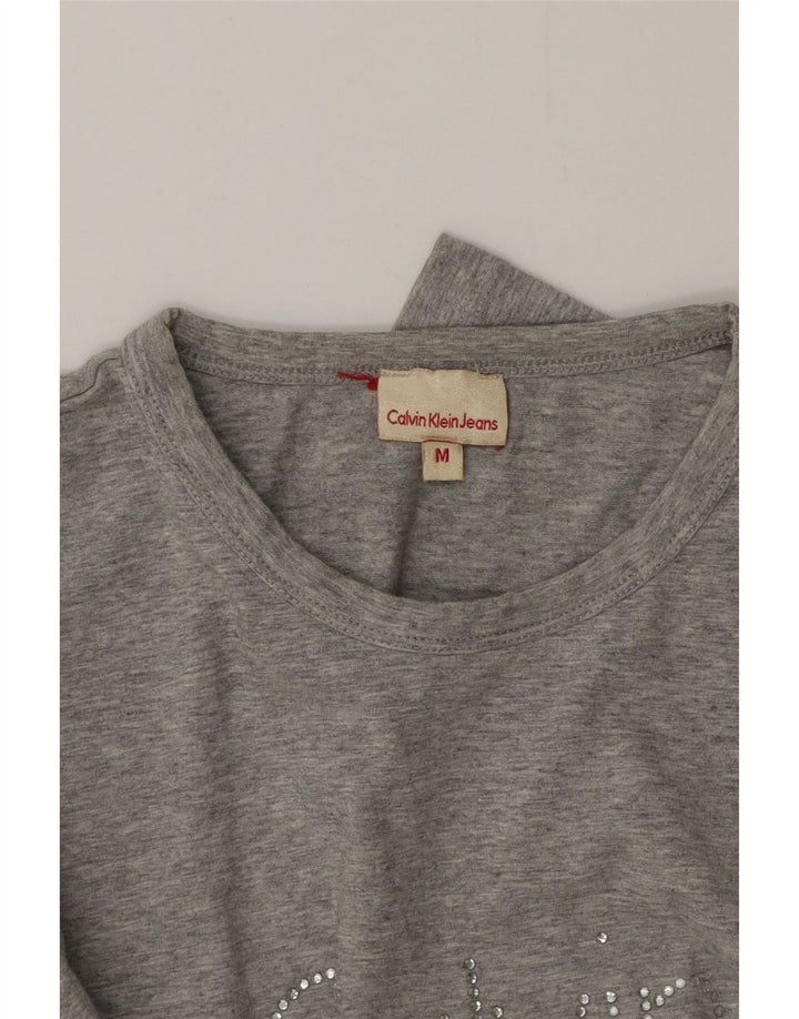 Женские джинсы Calvin Klein Jeans с длинным рукавом и графикой, Великобритания, 12, средний серый, в крапинку