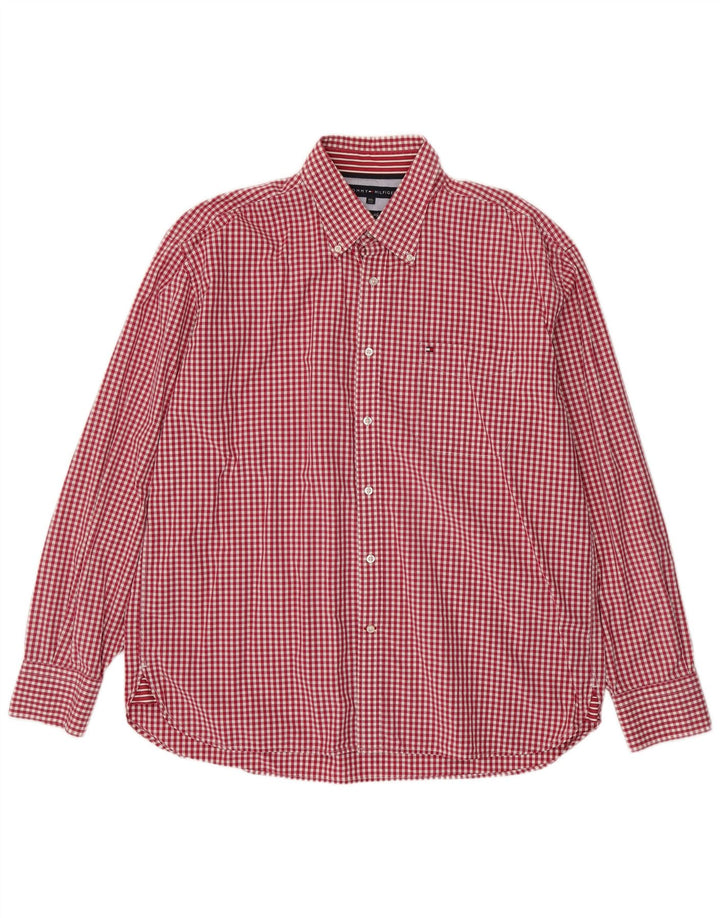Мужская рубашка Tommy Hilfiger 2XL из хлопка в красную клетку