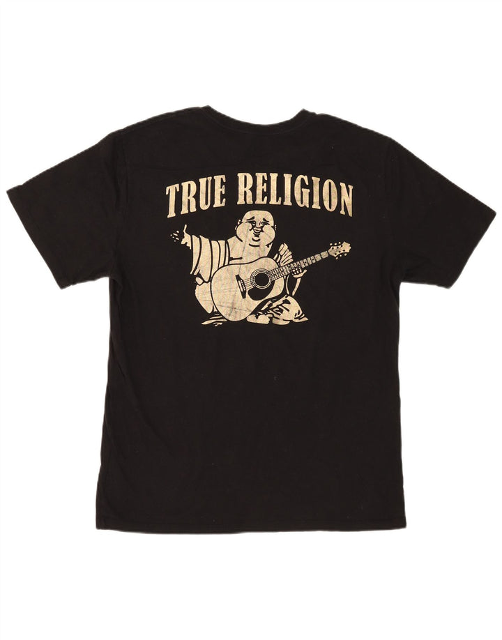 Мужская футболка с рисунком True Religion, большая черная хлопковая футболка