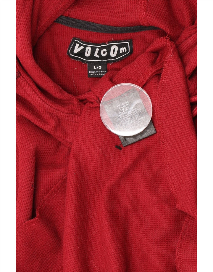 Volcom Мужской джемпер с капюшоном на пуговицах, большой красный хлопок