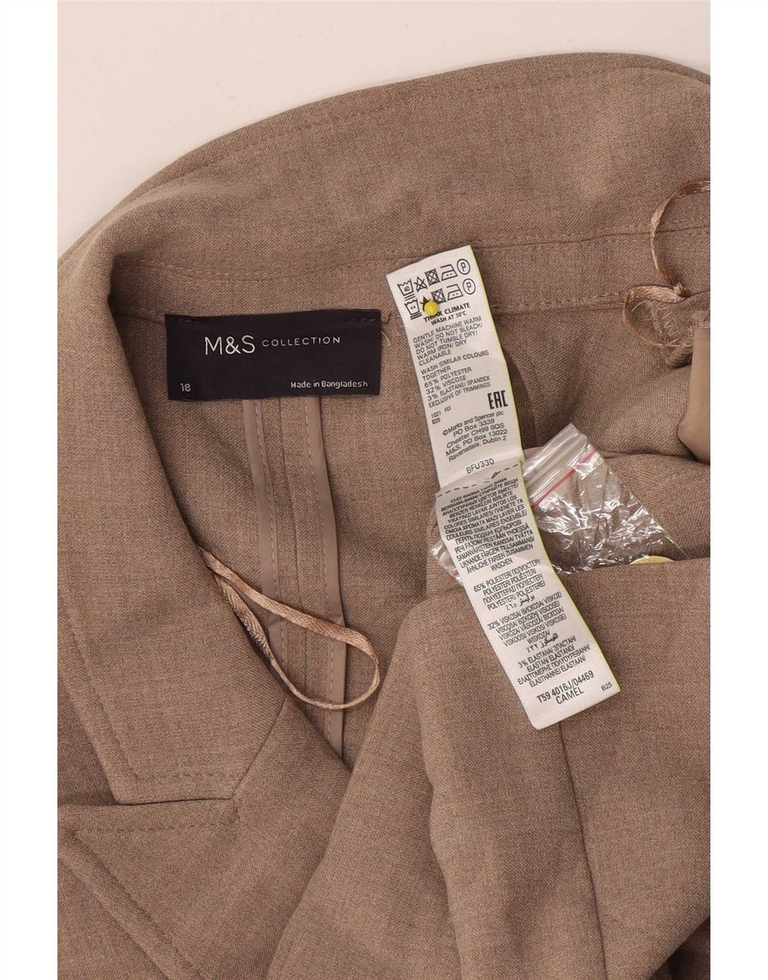 Женский двубортный пиджак Marks & Spencer UK 18 XL Бежевый