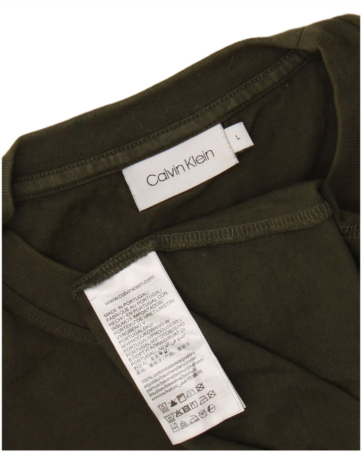 Мужская футболка с рисунком CALVIN KLEIN, большой хлопок цвета хаки