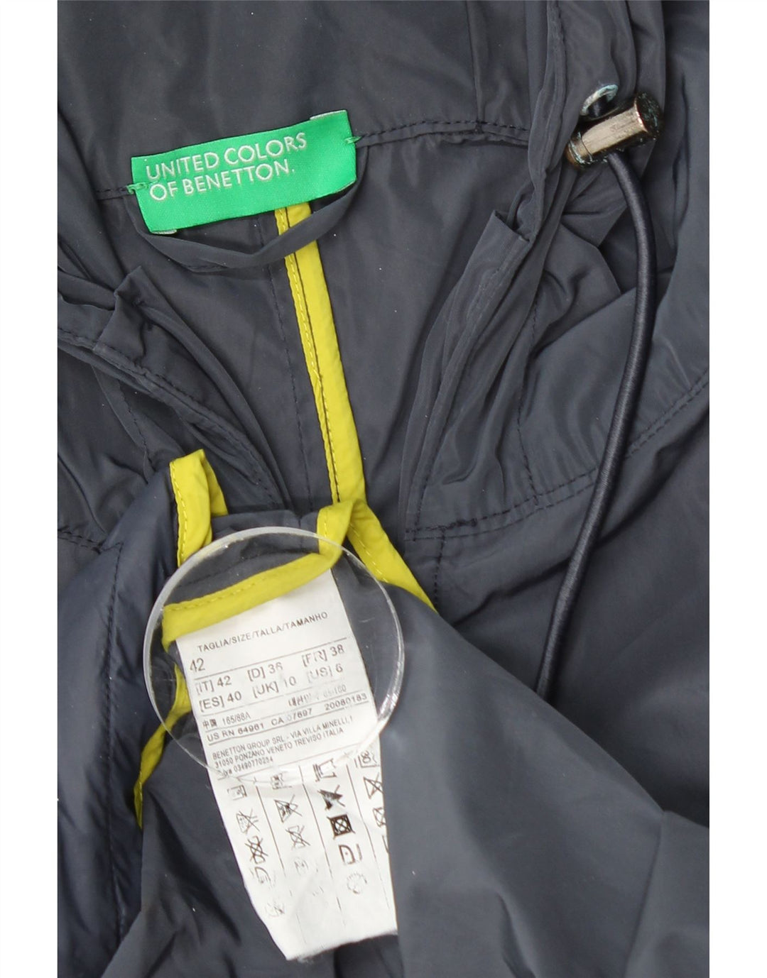 Женский плащ с капюшоном BENETTON UK 10, маленький, темно-синий, полиэстер