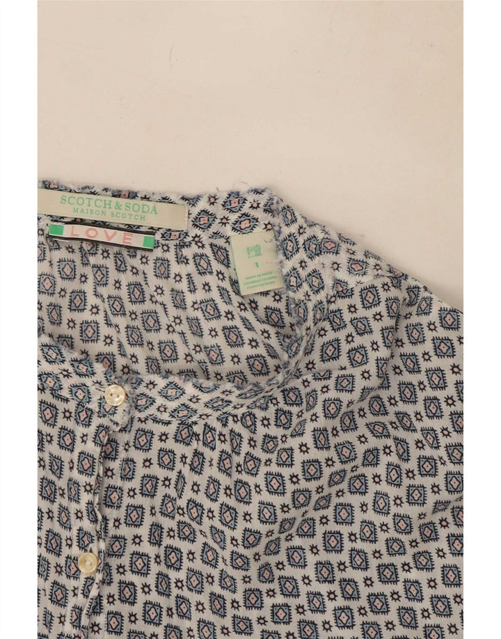 Женская блузка-рубашка оверсайз Scotch & Soda США 1 XS Синяя с геометрическим рисунком