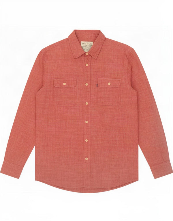 Мужская рубашка Jack Wills из хлопка среднего красного цвета