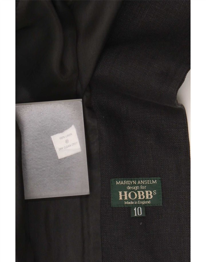 Женский пиджак Hobbs на 1 пуговице, Великобритания, 10, маленький, черный льняной пиджак