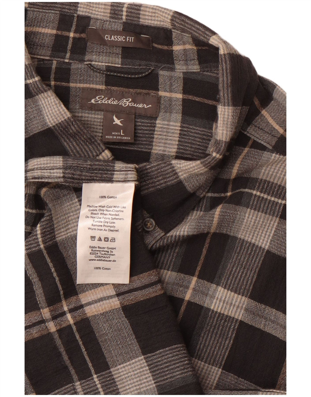 EDDIE BAUER Мужская фланелевая рубашка классического кроя, большая серая клетка, хлопок