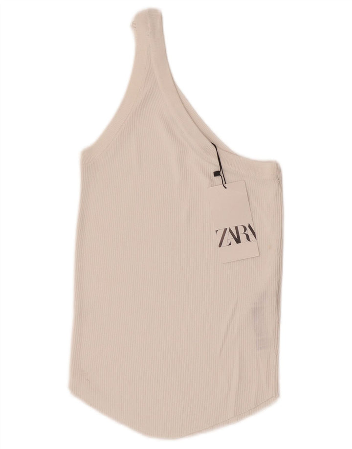 Женский топ на одно плечо Zara UK 12, средний белый, вискоза