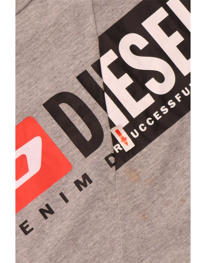 Мужская футболка Diesel с рисунком, хлопковый топ среднего серого цвета с крапинками