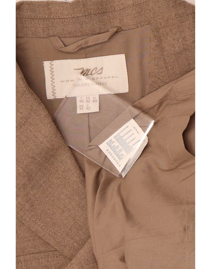 Женский пиджак Marlboro Classics на 3 пуговицах, Великобритания 14, большой коричневый полиэстер