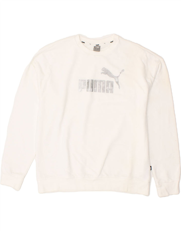 PUMA Womens Graphic Sweatshirt Jumper UK 16 Large White Cotton Vintage Puma and Second-Hand Puma from Messina Hembry 