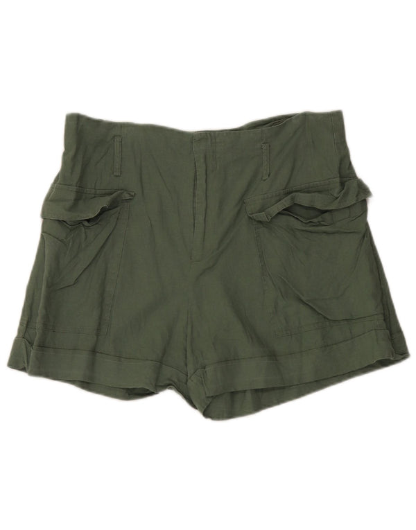 Женские шорты карго с высокой талией Zara XL W32, зеленый лен
