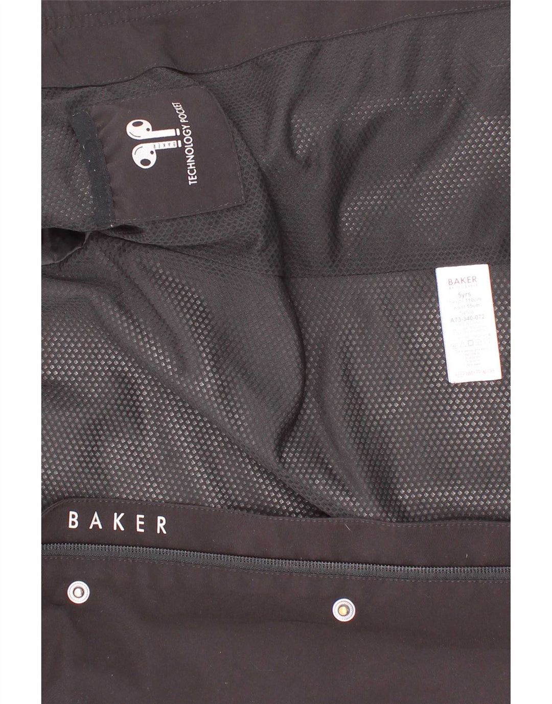 Дождевик с капюшоном и рисунком Ted Baker для мальчиков 4–5 лет, черный полиэстер