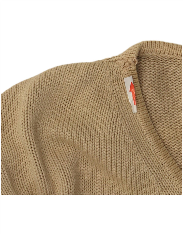 Мужской джемпер с v-образным вырезом Massimo Dutti, большой бежевый, хлопок
