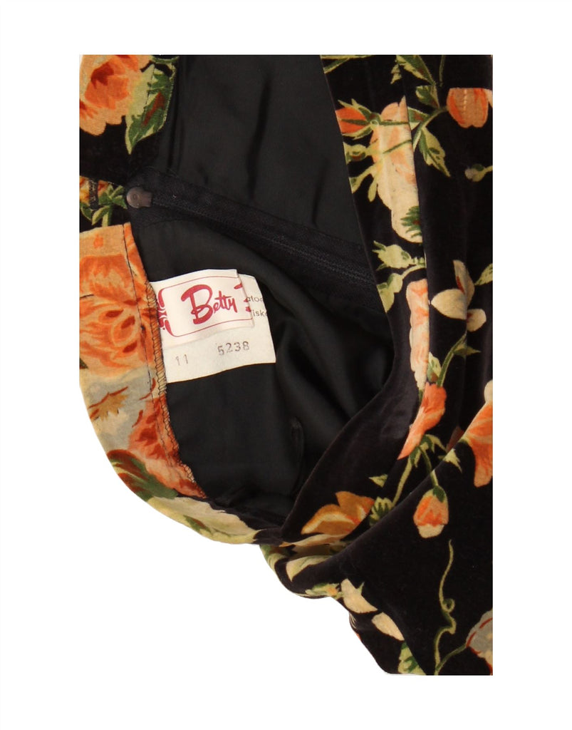 BETTY BARCLAY Womens A-Line Skirt W26 Small Black Floral Cotton Vintage Betty Barclay and Second-Hand Betty Barclay from Messina Hembry 