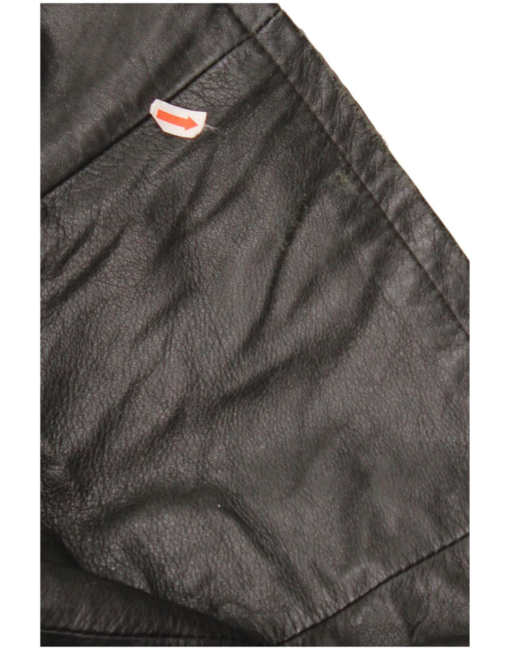 ВИНТАЖНОЕ Женское кожаное пальто IT 48 XL Черное