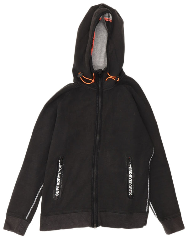 Женский свитер с капюшоном на молнии с графическим рисунком Superdry UK 14, средний черный хлопок