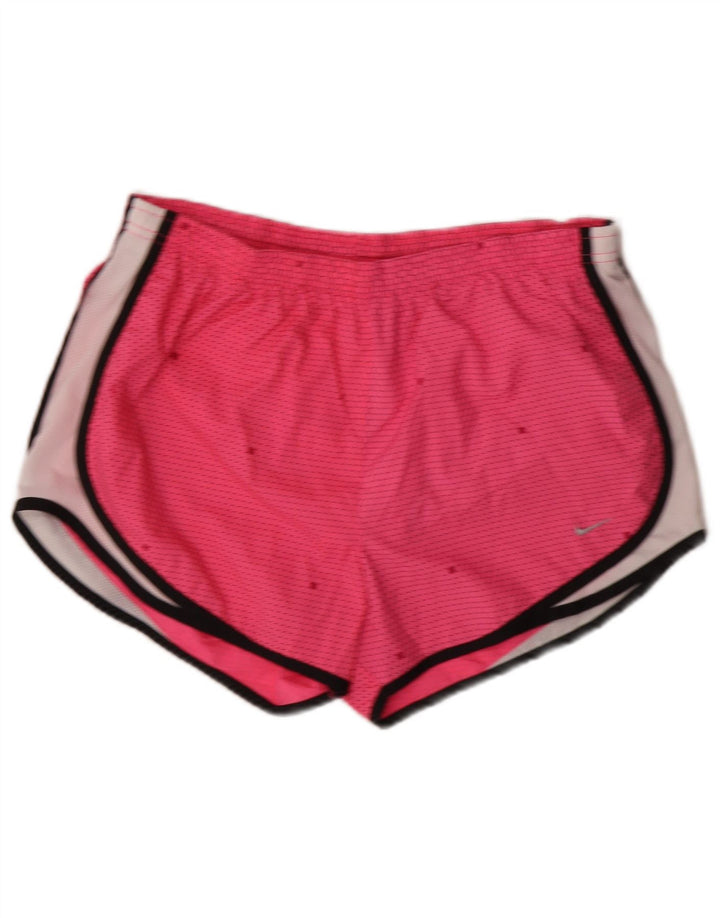 Женские спортивные шорты NIKE Dri Fit UK 12/14, средние розовые с цветными блоками