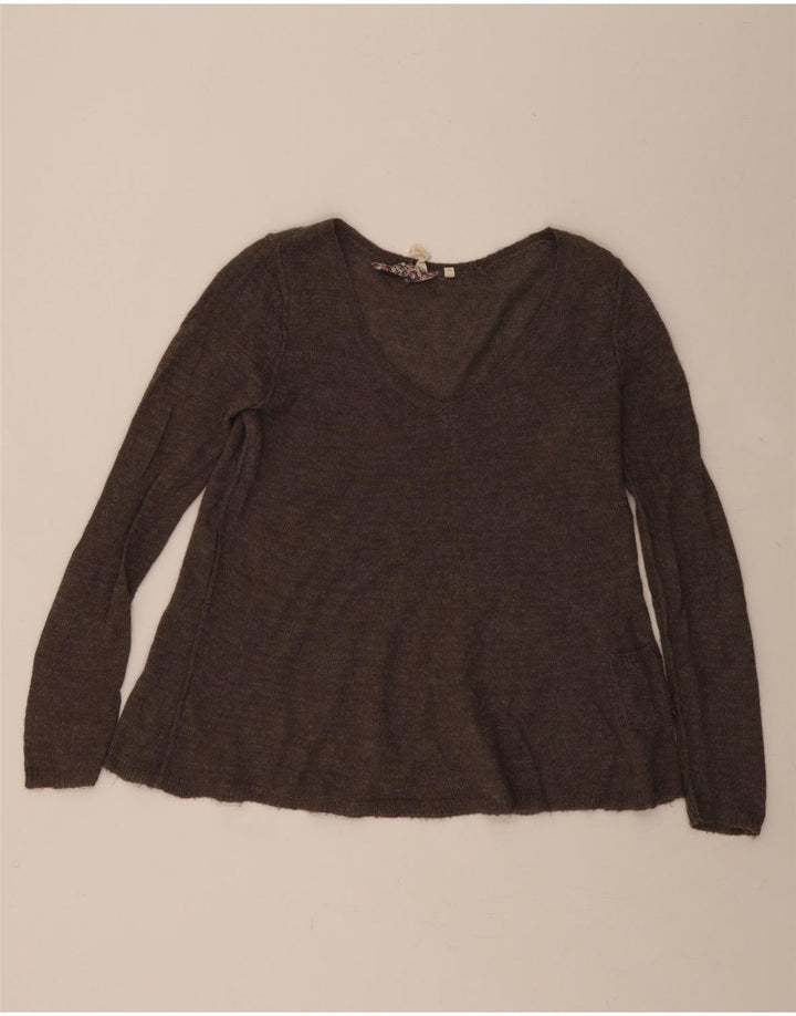 WHITE STUFF Womens V-Neck Jumper Sweater UK 12 Medium Grey Acrylic Vintage White Stuff and Second-Hand White Stuff from Messina Hembry 