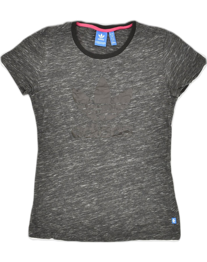 ADIDAS Womens Graphic T-Shirt Top UK 8 Small Grey Cotton | Vintage Adidas | Thrift | Second-Hand Adidas | Used Clothing | Messina Hembry 