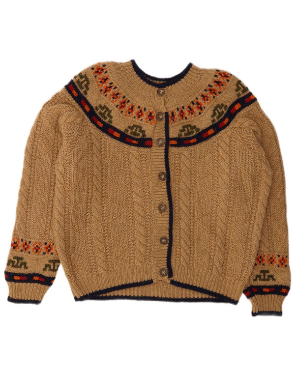 Женский кардиган BENETTON UK 14, большой бежевый Fair Isle