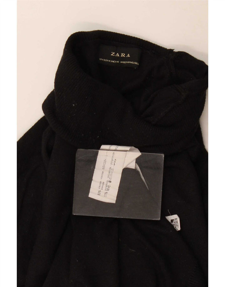 Мужской джемпер с высоким воротником Zara, средний черный вискозный свитер