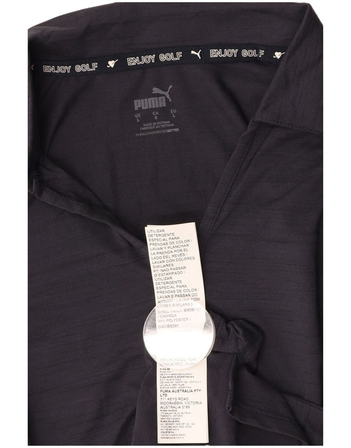 Женская рубашка-поло PUMA UK 14, большая, темно-синяя, из полиэстера с крапинками