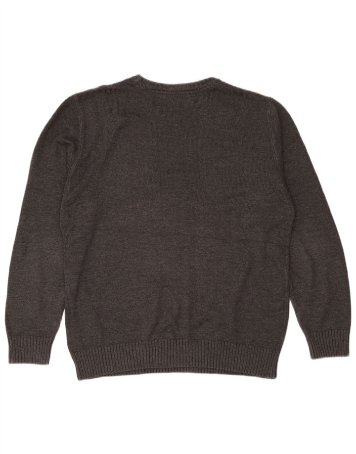Crew Clothing Мужской джемпер с воротником из хлопка среднего серого цвета