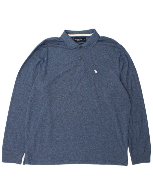 Мужская рубашка-поло с длинным рукавом Abercrombie & Fitch 2XL, синяя, хлопок