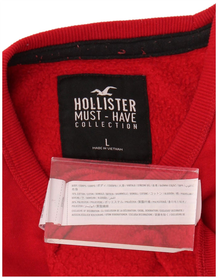 HOLLISTER Мужской свитшот с рисунком, большой красный хлопковый джемпер