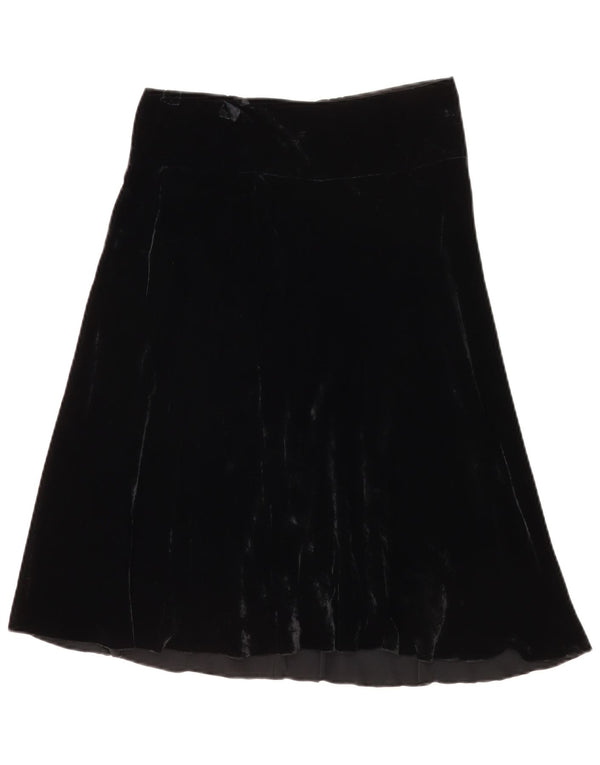 Винтажная женская велюровая юбка-трапеция IT 42 Medium W28 Черная шелковая
