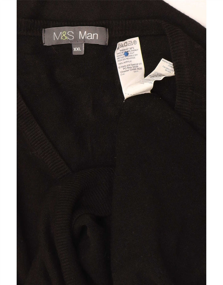 Мужской джемпер с v-образным вырезом Marks & Spencer 2XL, черный акрил