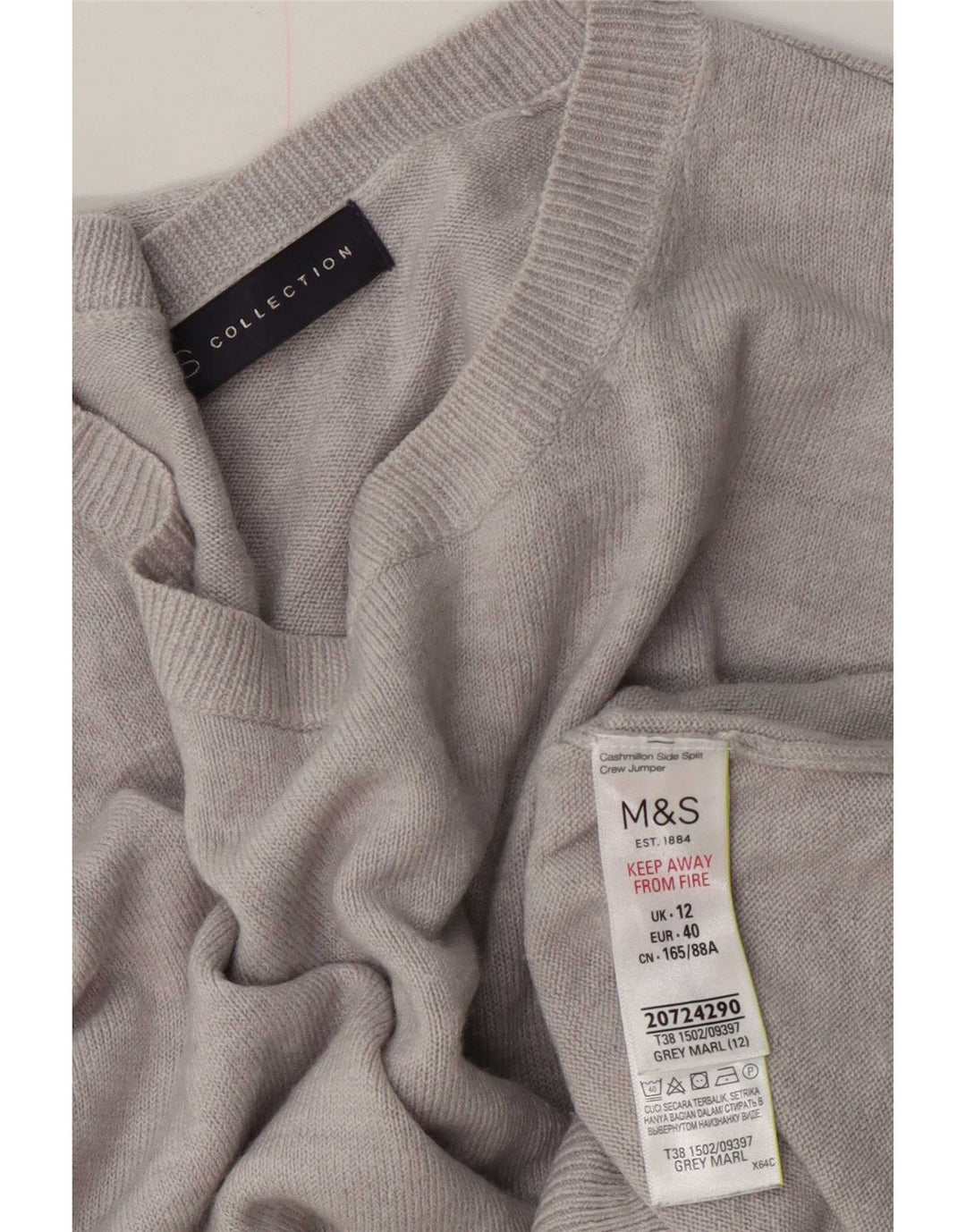 Женский джемпер с круглым вырезом Marks & Spencer UK 12, средний серый