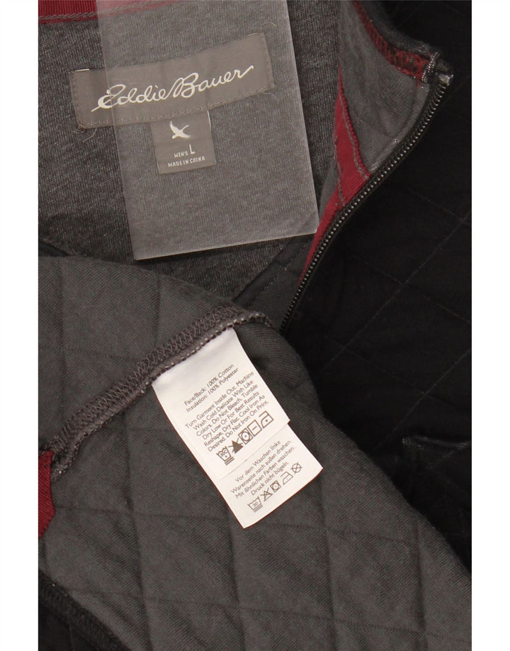 Мужской свитшот с воротником на молнии Eddie Bauer, большой черный хлопковый джемпер