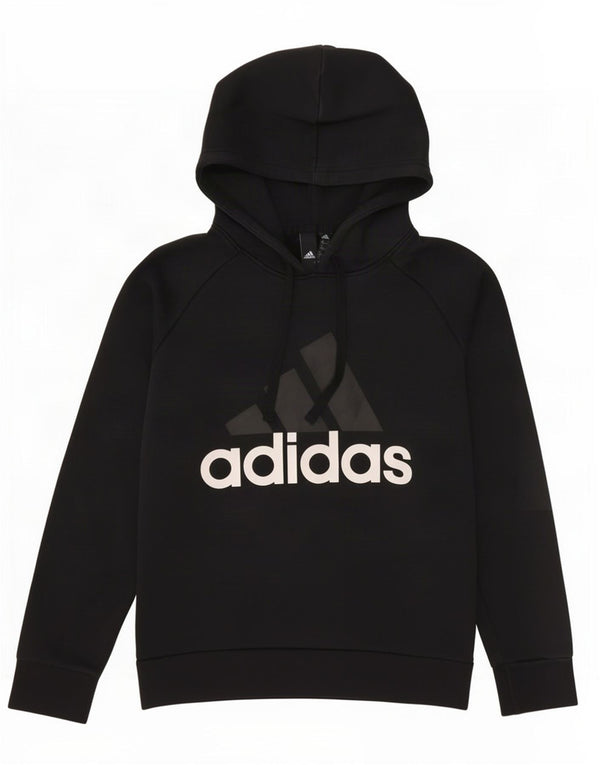 Женский джемпер с капюшоном Adidas с графическим рисунком UK 12/14, средний, черный, хлопок